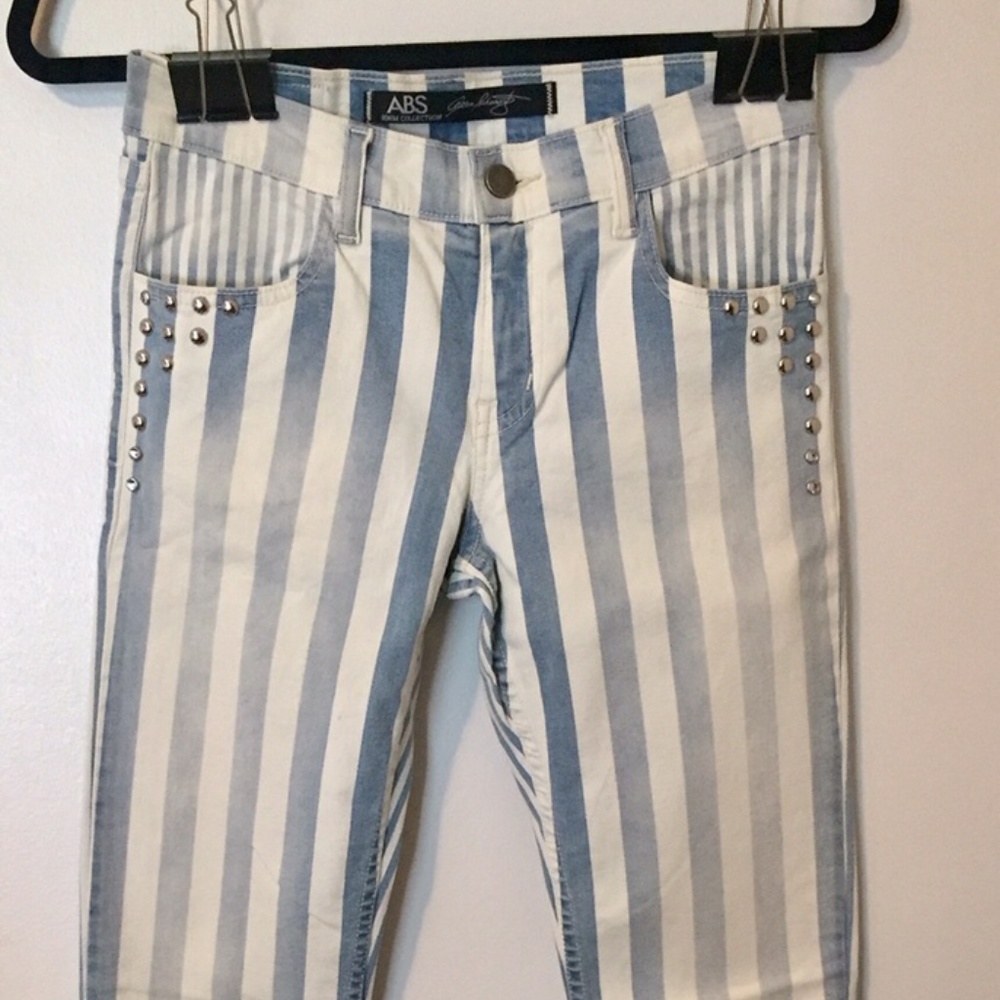 Skinny Stretchy Stripes Jeans, 27, New